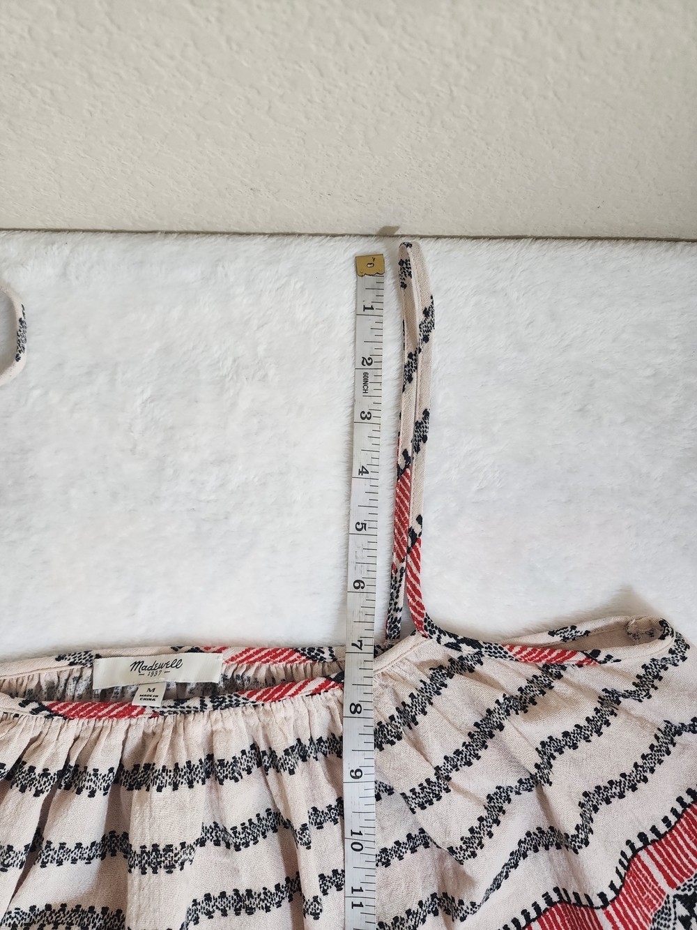 Madewell Boho Tribal Print Cotton Maxi Dress Red White Black Size M - Picture 6 of 11
